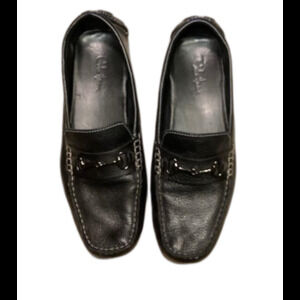 Cole Haan Women's 9B Black Pebbled Leather Horsebit Driving Loafers - Worn twice